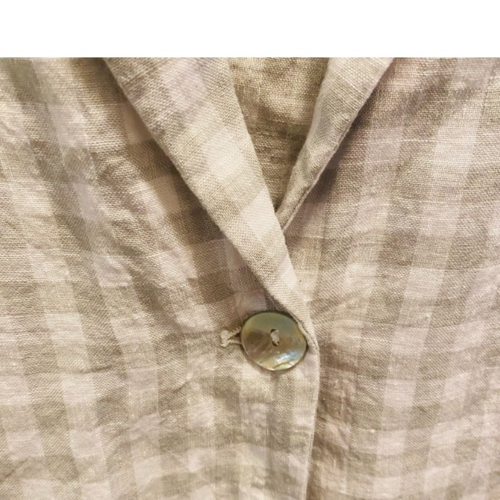 ⭐️ CYNTHIA ROWLEY Gray Checked Linen Blazer Jacket - Picture 5 of 7